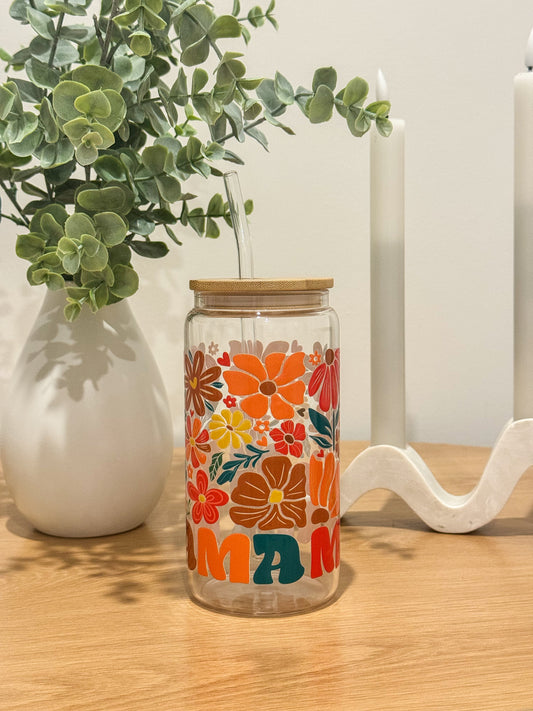 MAMA Floral Glass Cup