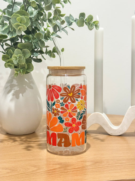 MAMA Floral Glass Cup