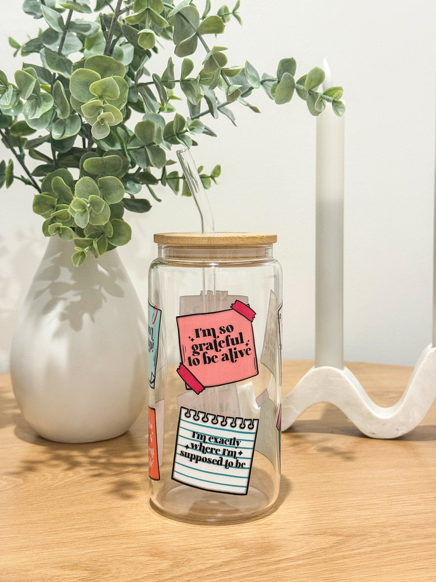 Positive Affirmations Glass Cup