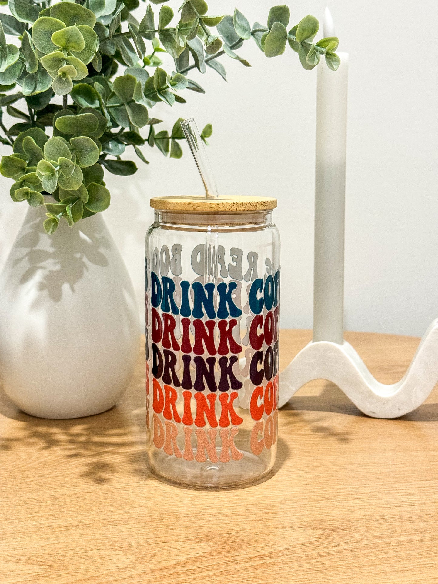 "Drink Coffee, Read Books" Glass Cup
