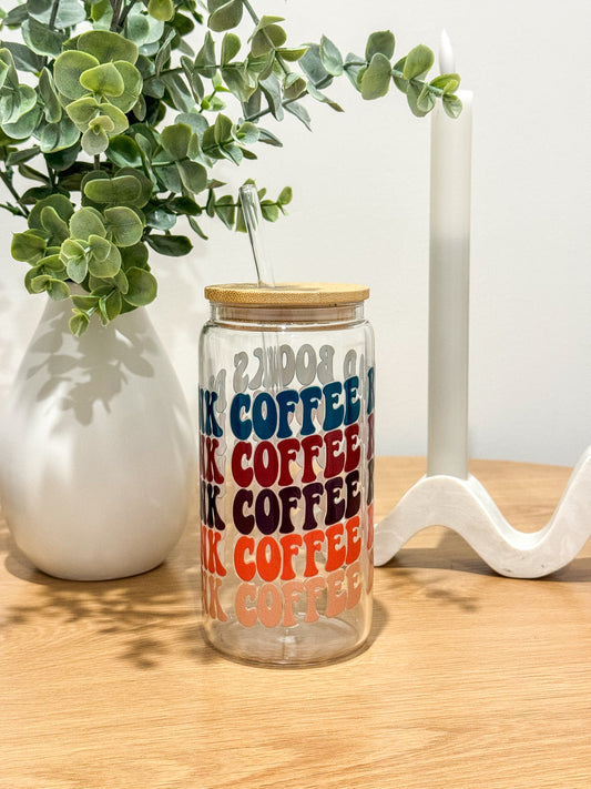 "Drink Coffee, Read Books" Glass Cup
