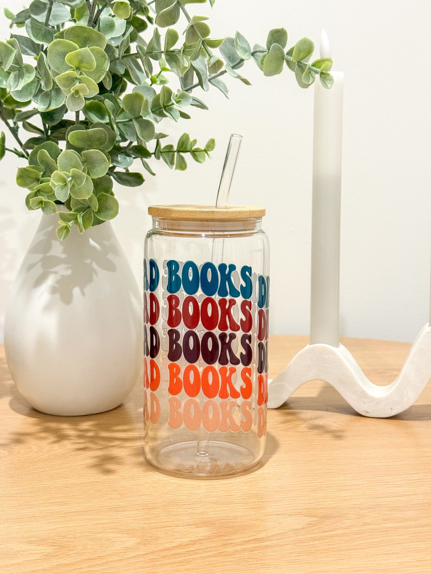 "Drink Coffee, Read Books" Glass Cup