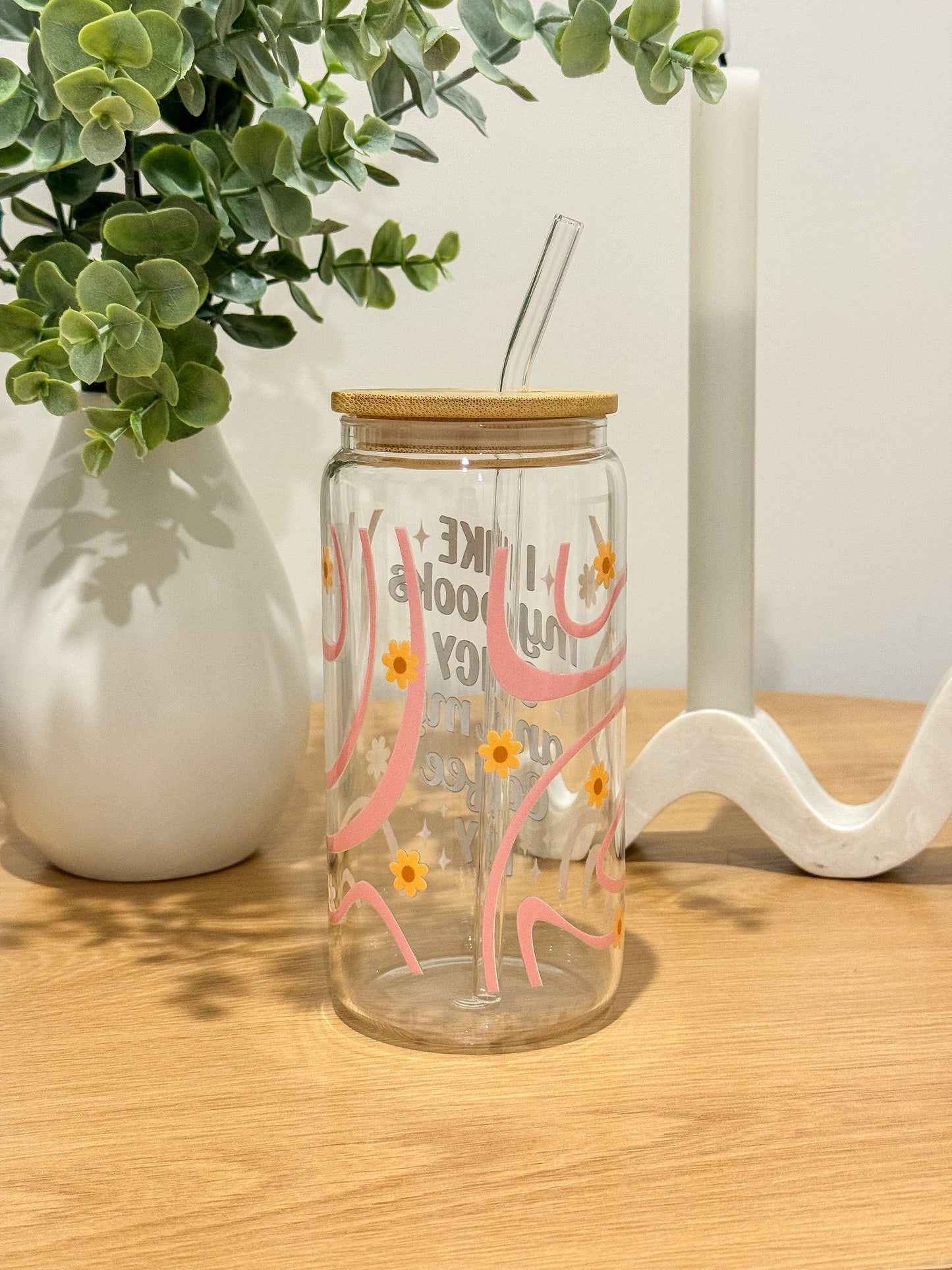 “I Like My Books Spicy and My Coffee Icy” Glass Cup